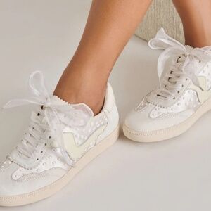 Notice Pearl Sneakers Off White Satin NWOB